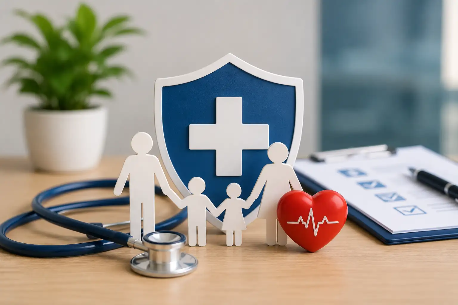 Family protected by a comprehensive health insurance plan from KJ Investment
